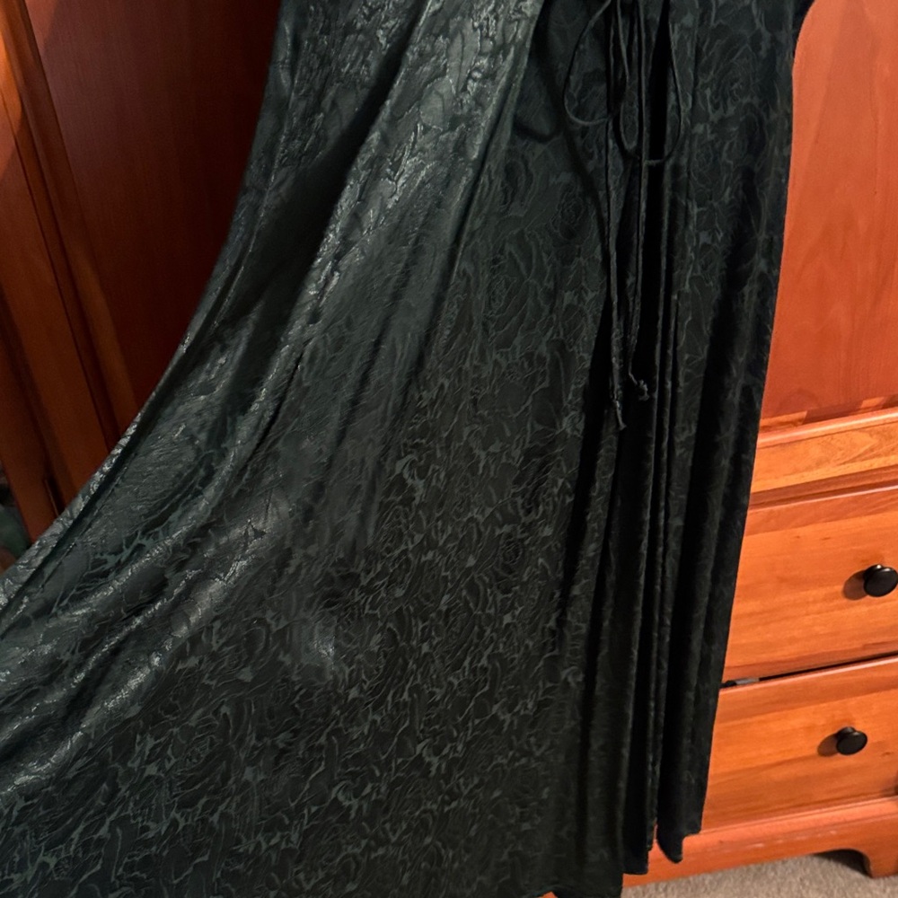 Elegant Hunter Green Dress with Antique White Lace Detail - Picture 7 of 12